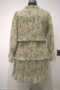 ชุดเดรสยาวคลุมเข่าลายดอกไม้ฤดูร้อนสำหรับผู้ใหญ่ ผ้าโพลีเอสเตอร์ 100% ดีไซน์หรูหรา พร้อมจีบเอวสไตล์ธรรมชาติ - Product Image 3