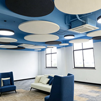 Panneaux acoustiques ronds en PET pour couloirs scolaires, nuages de plafond circulaires colorés absorbant le son