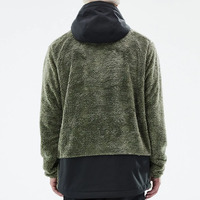Veste en polaire sherpa à capuche pour homme, verte avec empiècements noirs, coupe-vent, décontractée, pour l'hiver, coupe classique, manches longues, couleur unie