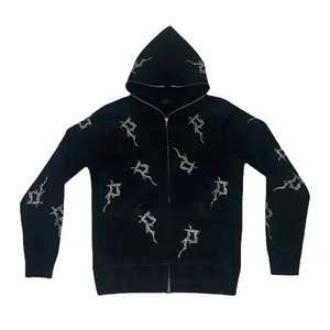 เสื้อฮู้ดดี้ผู้ชายทรงโอเวอร์ไซส์ ผ้าฟลีซเนื้อหนัก ระบายอากาศได้ดี ซิปยาวเต็มตัว ผ้าฝ้ายคุณภาพสูง 100% ทรงหลวมไหล่ตก - Product Image 3