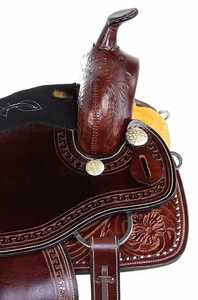 Selle de cheval de course en cuir Western Barrel avec main classique | Conception usinée, disponible en plusieurs couleurs et tailles - Product Image 4