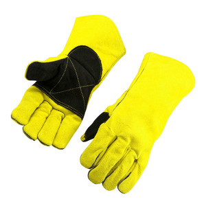 Nuevo diseño, logotipo personalizado, guantes de soldadura reforzados con cuero dividido de vaca, resistentes al calor y a las chispas, guantes de construcción contra incendios - Product Image 5