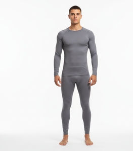 ชุดกันหนาวผู้ชายระบายอากาศได้ดี สีเทา เนื้อผ้านุ่ม ยืดหยุ่น อุ่นสบาย ผิวสัมผัสเรียบเนียน น้ำหนักเบา เหมาะสำหรับฤดูหนาว ทรงเข้ารูป คุณภาพดี - Product Image 1