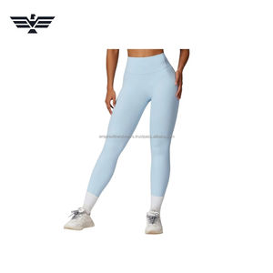 Meilleurs ensembles de leggings de yoga et de fitness pour femmes, de haute qualité, unis, longueur cheville, taille haute, avec taille élastique, en Spandex/Nylon extensible - Product Image 3