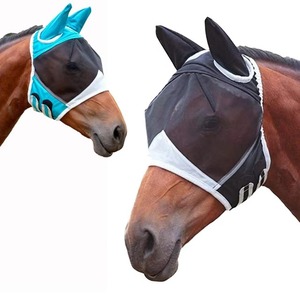 Masque d'été respirant pour chevaux avec oreilles et nez Couverture complète Protection UV Mesh Outdoor Riding Horse Accessories culottes - Product Image 1