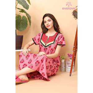 Evolove Camisón Largo Estampado de Algodón para Mujer - Transpirable, Suave y Cómodo, Talla 3XL, para el Hogar - Product Image 3