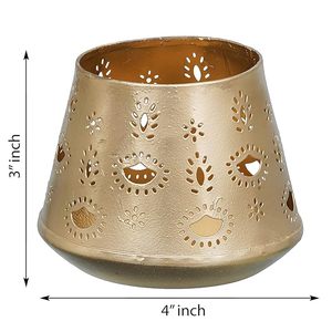 Bougeoir votif en fer plaqué or de qualité supérieure avec design géométrique pour décor d'événement de luxe - Product Image 6