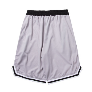 Shorts de basketball respirants pour hommes, gris uni avec bordure noire, taille élastique avec cordon de serrage, coupe classique, vêtements de sport toutes saisons - Product Image 3