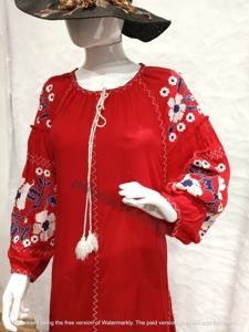 New And Best Design Women Ukrainian <b>Dress</b> Puff <b>Long</b> Stylish <b>Sleeve</b> O Neck Hand Embroidered Ukrainian <b>Dress</b> <b>With</b> Best Quality - Product Image 2