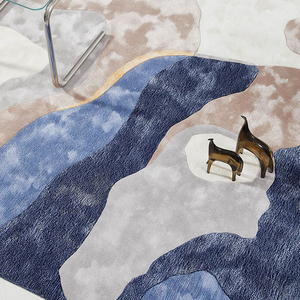 <span class=keywords><strong>Tapis</strong></span> personnalisés en acrylique/laine Décoration intérieure <span class=keywords><strong>Tapis</strong></span> design coloré contrasté <span class=keywords><strong>bleu</strong></span> jaune beige pour la décoration intérieure - Product Image 4