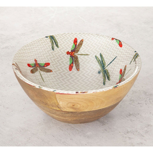 High Quality Custom Modern Design Handmade Enamel Dinnerware Pattern Mango Wood <b>Salad</b> <b>Server</b> Wedding Stocked Food Bowl Metal - Product Image 3