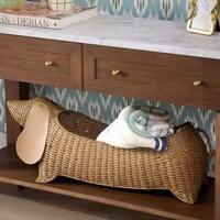 Panier de rangement pour chien en osier tressé de fabrication vietnamienne, design flexible, décoration d'intérieur