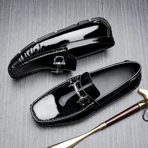Patent Leather Men Slip On Casual Loafers Shoes Spring Autumn Driving Shoes For Men
