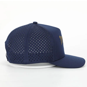 OEM Customized 5-Panel <b>Golf</b> <b>Hat</b> Performance Letter Embroidery Logo Laser Cut Holes Plastic Back Closure 100% Polyester - Product Image 4