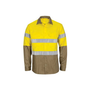 Ropa DE TRABAJO reflectante de seguridad de alta visibilidad, camisa abotonada, logotipos de colores personalizados, cuello Mandarín de satén de algodón 100%, secado rápido - Product Image 1