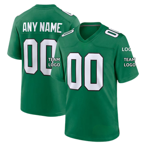 Maillots de football américain personnalisés vert, blanc, noir, gris – Uniforme d'équipe sublimé, respirant, antibactérien, coupe professionnelle, manches courtes - Product Image 2