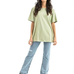 เสื้อยืดผ้าฝ้าย100% ลายสก๊อตโอเวอร์ไซส์เป็นมิตรต่อสิ่งแวดล้อมสำหรับผู้หญิงฤดูร้อน - Product Image 1