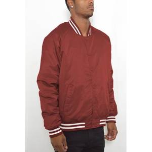 <b>Men's</b> Premium Classic Coated Stand Collar Hooded Zipper Front Logo Baseball Letterman <b>Varsity</b> <b>Bomber</b> <b>Jacket</b> Windbreaker - Product Image 4