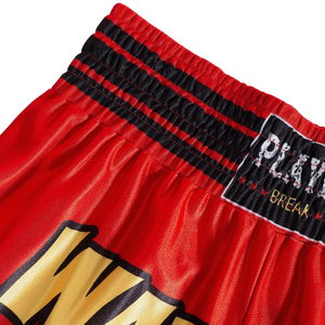 Shorts de Muay Thai personnalisés en gros, imprimés par sublimation, avec logo et badge brodés, fabriqués en tissu 100% polyester, équipement de MMA - Product Image 3
