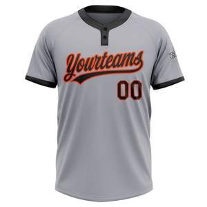 High Quality Grey 2 Button Jerseys Custom Sublimation Softball Baseball Button Jersey 2 buttons baseball <b>Club</b> Jersey Whole sale - Product Image 2