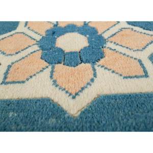 Tapis en laine noué à la main Nuray Blue 9x12, motif médaillon rectangulaire en puzzle pour entrée, couloir, salon, modèle Pae-274 - Product Image 3