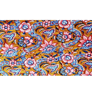 Premium calidad 100% tela de algodón amarillo Color ámbar mano bloque impreso tela de tela para textiles para el hogar - Product Image 1