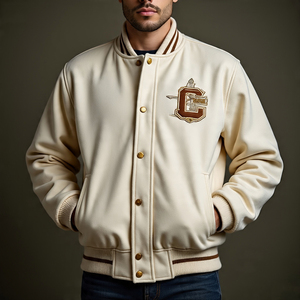 100% chaquetas universitarias de manga de lana Collage hombres invierno Chenille bordado parches béisbol Varsity chaqueta hombres - Product Image 4