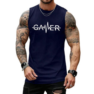 Camiseta sin mangas transpirable de compresión personalizada para correr, camiseta sin mangas para hombre, camisetas sin mangas de algodón 100% para hombre - Product Image 1