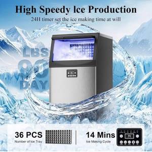 Máquina de hielo de 33 libras, máquina de hielo en cubos de acero inoxidable con filtro de agua, conector de rosca interna, tapa negra - Product Image 2