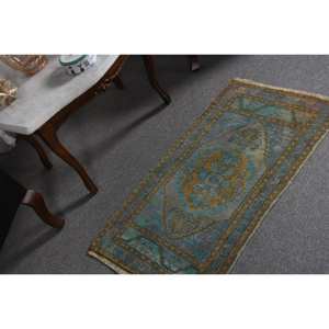 Alfombra de lana clásica de oro azul de 1,8x3,1 pies, estilo turco Tabriz para adolescentes, alfombra Rectangular de retazos para sala de estar, respaldo de látex - Product Image 2