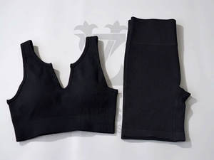 ชุดฟิตเนสเอวสูงสำหรับผู้หญิงชุดโยคะสองชิ้นชุดบราและเลกกิ้งขนาดพิเศษโลโก้ตามสั่ง - Product Image 6