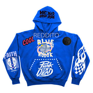 Sudadera con Capucha Extra Grande de Alta Calidad, 100% Algodón, Gruesa, para Hombre, Invierno, Felpa, Lisa, Teñida, con Logotipo Bordado - Product Image 1