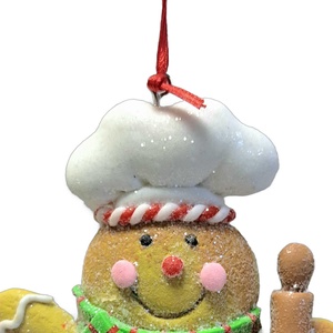 Christmas Decoration Supplier Hot Sale Products Polymer <b>Clay</b> Dough Sugar Glitter Christmas Chef Gingerbread Man Hanging Ornament - Product Image 5
