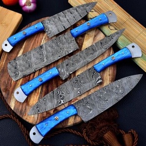 High Quality 5-Piece Kitchen <b>Knife</b> Set with High-Carbon Forged Steel Handles Cleaver Type <b>Sharpener</b> Acrylic Stand - Product Image 4