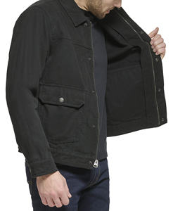 Veste d'extérieur pour homme, décontractée, en coton uni, en toile, vestes de travail pour homme, taille plus, sergé, fermeture éclair, vestes de travail pour homme - Product Image 5