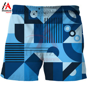 <b>Men's</b> Blue Geometric <b>Pattern</b> <b>Swim</b> <b>Shorts</b> Quick-Dry Polyester Fabric 180 GSM Comfortable Elastic Waist Adjustable Drawstring - Product Image 2
