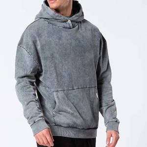 Hoodies Vintage Plus Size 350Gsm Thick Sun Faded Acid Wash Hoodie Pullover No String Heavyweight Sweatshirts avec Anti-Pilling - Product Image 3