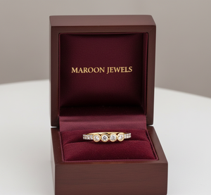 Anillo de Boda de Oro con Diamantes Redondos en Forma de Burbuja - Product Image 3