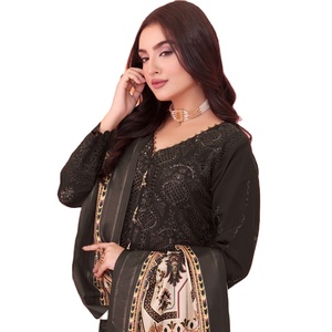 Costumes 3 pièces de pelouse en viscose pakistanaise de marque supérieure pour adultes costumes d'hiver de marque originale brodés Bin Hameed pour filles - Product Image 1