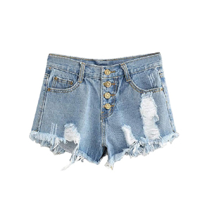 Pantalones cortos de mezclilla de cintura alta para mujer Y2K Vintage cremallera desgastada Sexy Streetwear verano Casual Slim Fit Jean Shorts al por mayor - Product Image 1