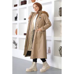 Chaqueta Casual Tipo Gabardina con Detalles Blindados y Cierre de Cremallera, Cuello Redondo y Manga Larga - Product Image 1