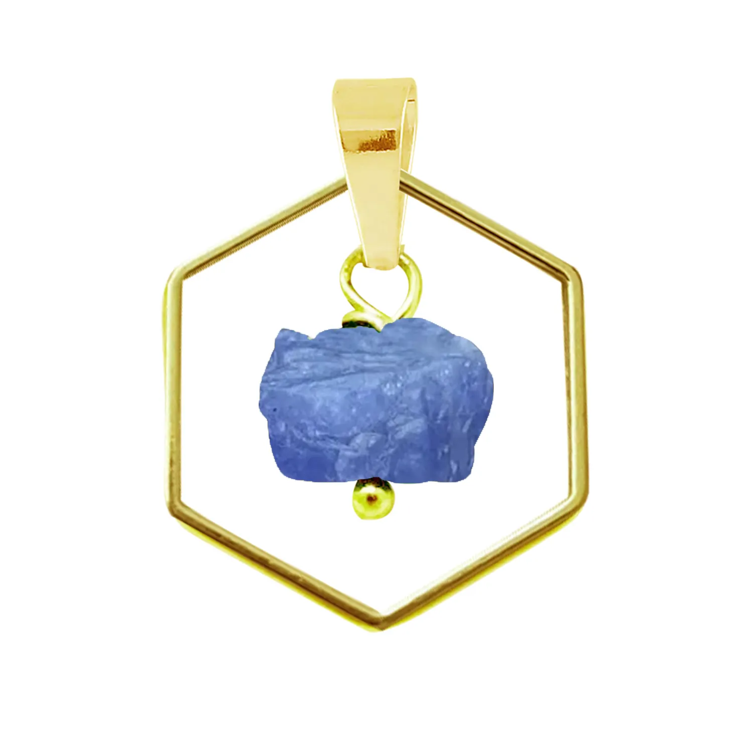 Piedra preciosa de tanzanita en bruto 18K alambre chapado en oro envuelto forma hexagonal bisel abierto diseñador piedra natal joyería colgante al por mayor
