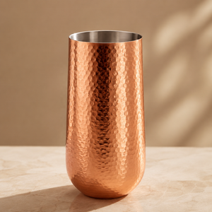 Verre à vin en cuivre fait main Divris, design moderne gaufré, gobelet en métal à long pied 16 oz, modèle écologique DR-2209, idéal pour les fêtes - Product Image 1