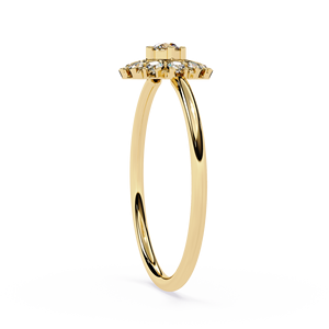 Bague en or 14 carats avec diamant véritable, design tournesol, taille ronde, 0,24 carat, fabrication artisanale unique, bijoux fins, cadeau pour femme - Product Image 5