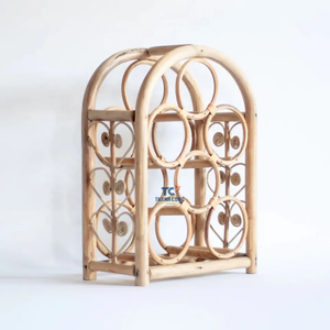 Élégant casier à vin rond bohème pour 7 bouteilles présentoir en rotin naturel fait main vente en gros du Vietnam - Product Image 5