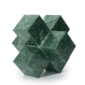 Ensemble de presse-papiers en marbre minimaliste Cube moderne sphère accessoire de bureau élégant fait à la main pierre artisanat élégant bureau à domicile de table - Product Image 3