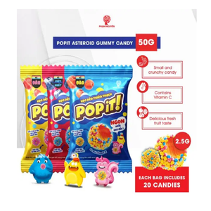 Bonbons Sucrés et Aigres en Forme de Cube, Saveur Fruité, Myrtille, Gélifiés Marron, 40g, pour Usine de Confiserie, en Sachet, Type Popit - Product Image 4