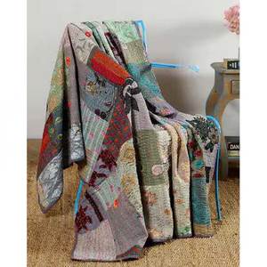 Eco-Friendly Khambadiya Patchwork 100% Cotton <b>Throw</b> Handcrafted <b>Indian</b> Artisans Modern All-Season Customizable Colors Home Decor - Product Image 3