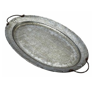 <b>Round</b> Copper With Handle Handmade Metal Serving <b>Trays</b> Simple Elegant <b>Table</b> Top Decorative Galvanized Metal for Export - Product Image 3