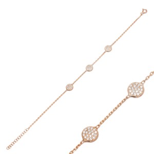 Round Design Shiny Zircon Stone <b>Charm</b> Bracelet Turkish Handmade Wholesale 925 Sterling Silver Jewelry - Product Image 6